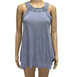 Anthro Saturday Sunday Blue Lattice Woven Neckline Tank Size Small